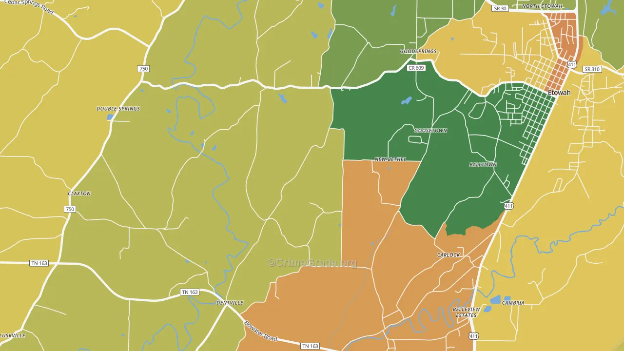 New Bethel, TN Map of Theft Rates