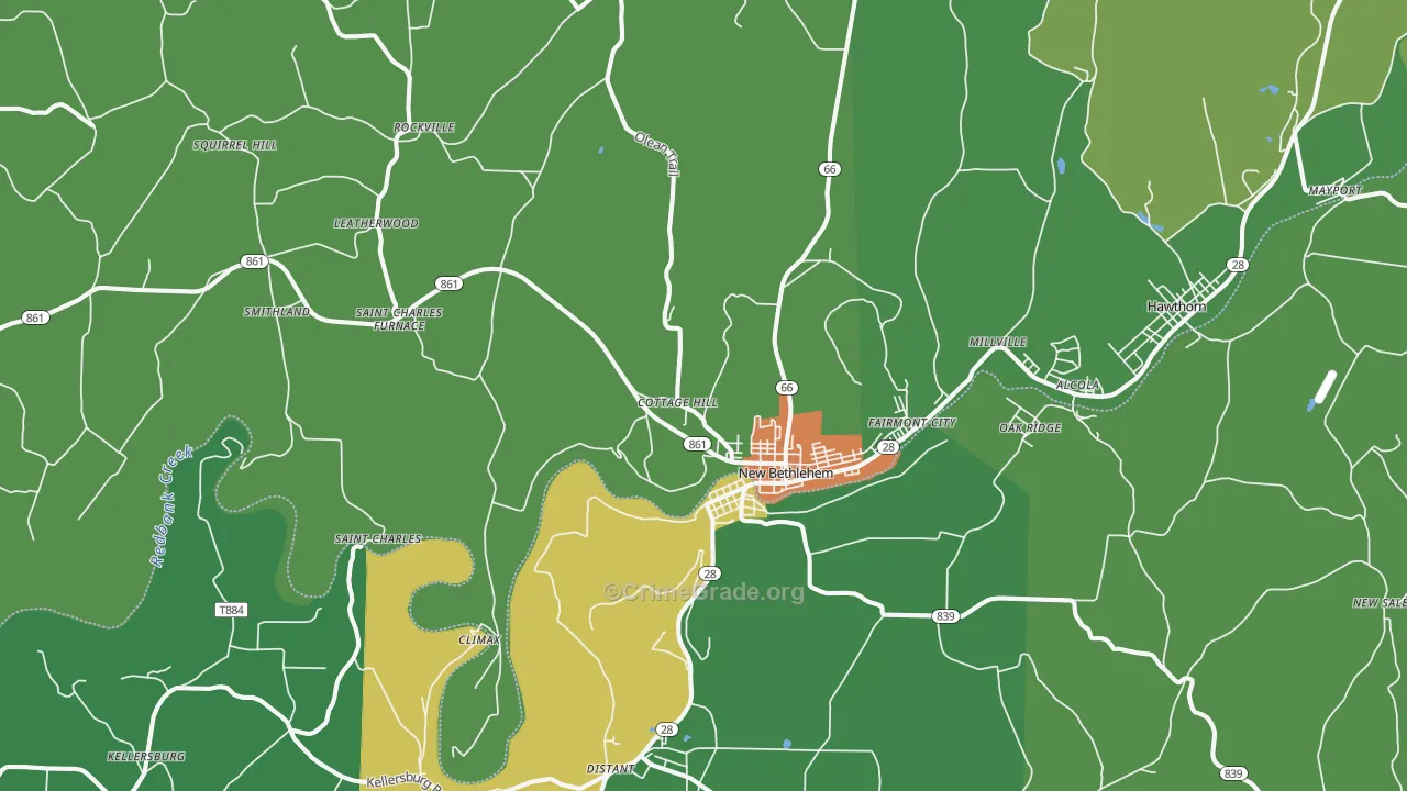 New Bethlehem, PA Map of Theft Rates
