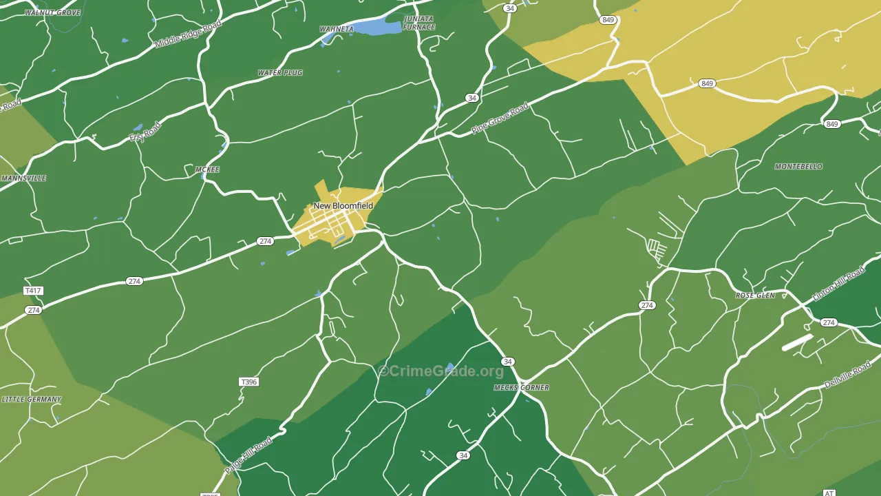 New Bloomfield, PA Map of Theft Rates