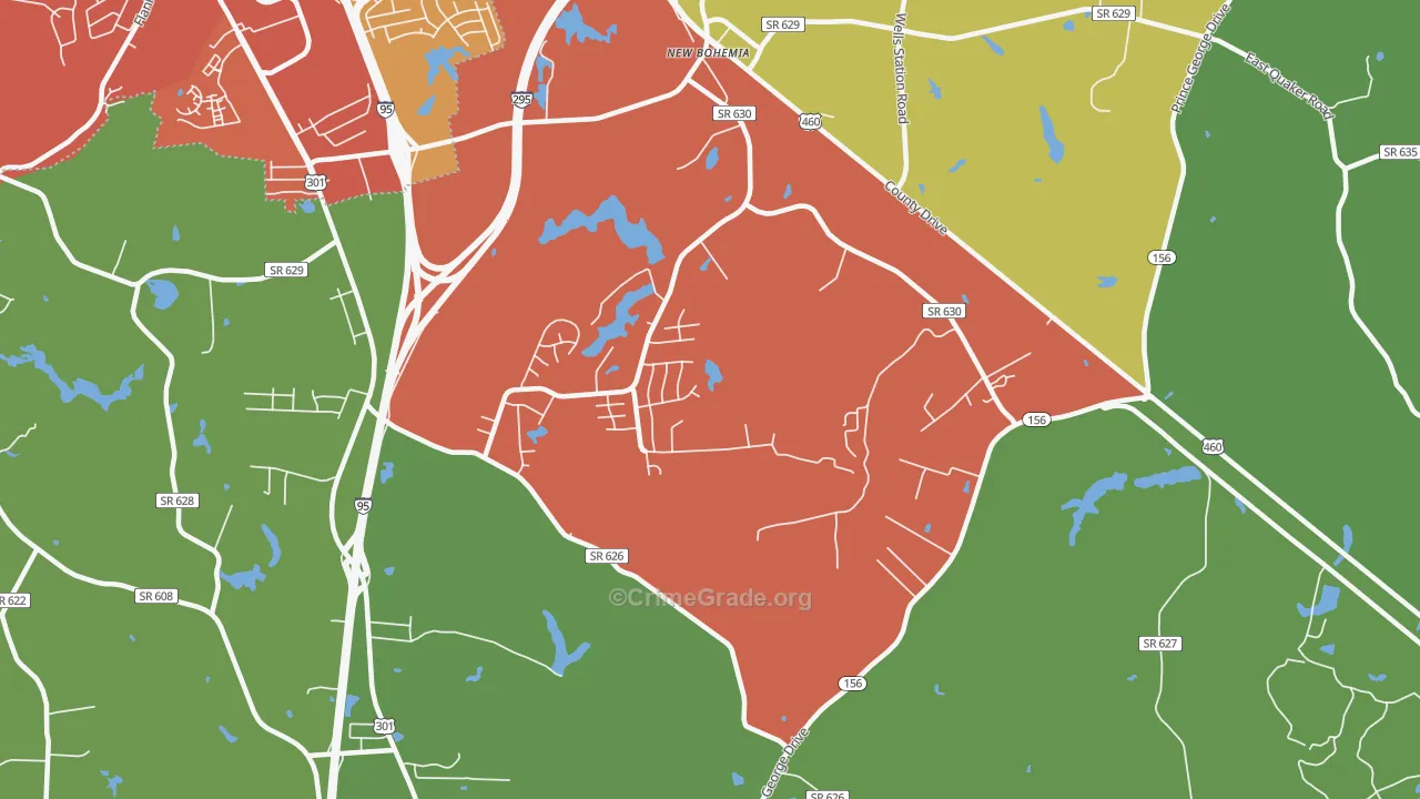New Bohemia, VA Map of Theft Rates