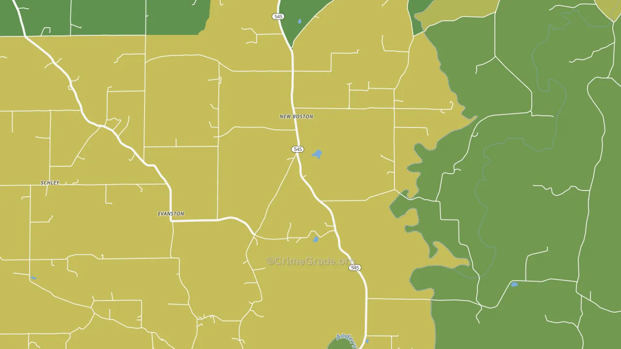 New Boston, IN Map of Theft Rates