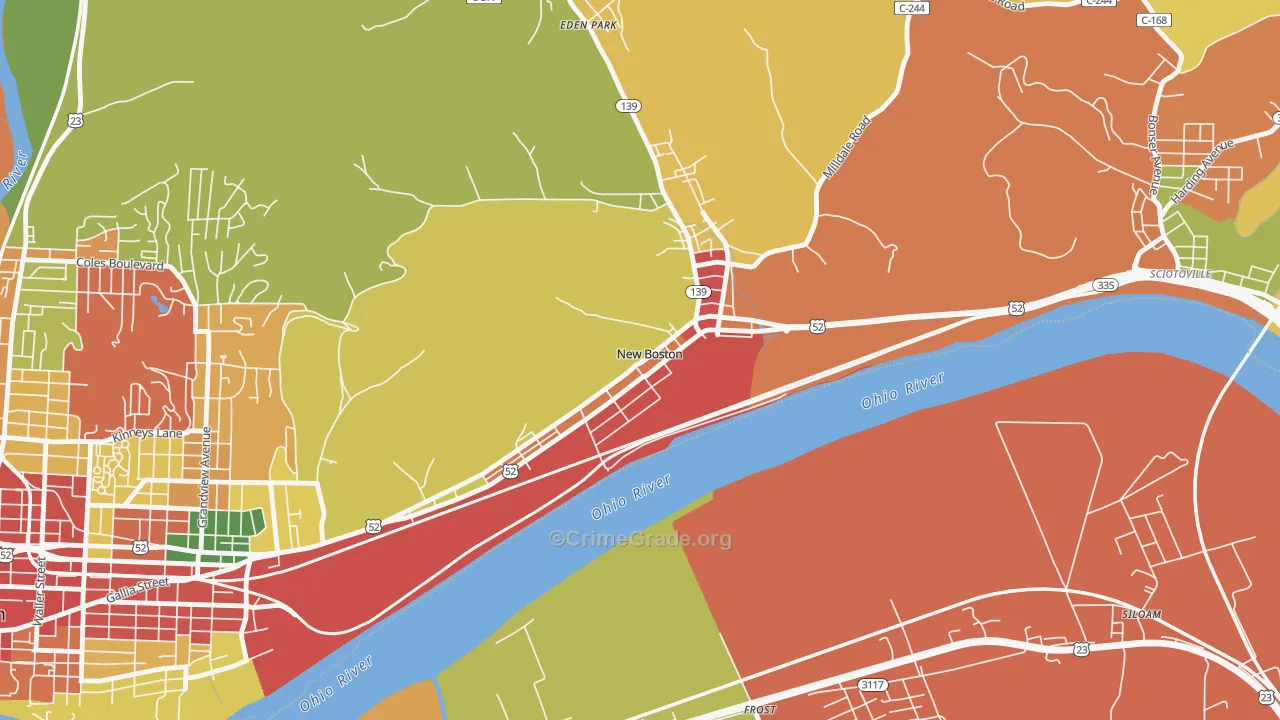New Boston, OH Map of Theft Rates