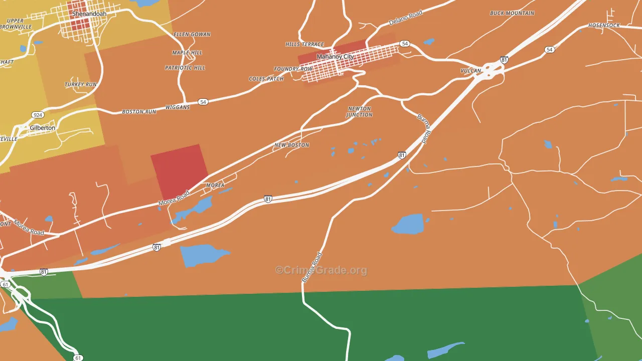 New Boston, PA Map of Theft Rates