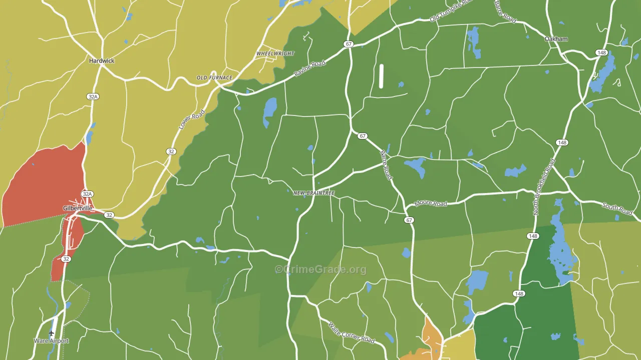 New Braintree, MA Map of Theft Rates