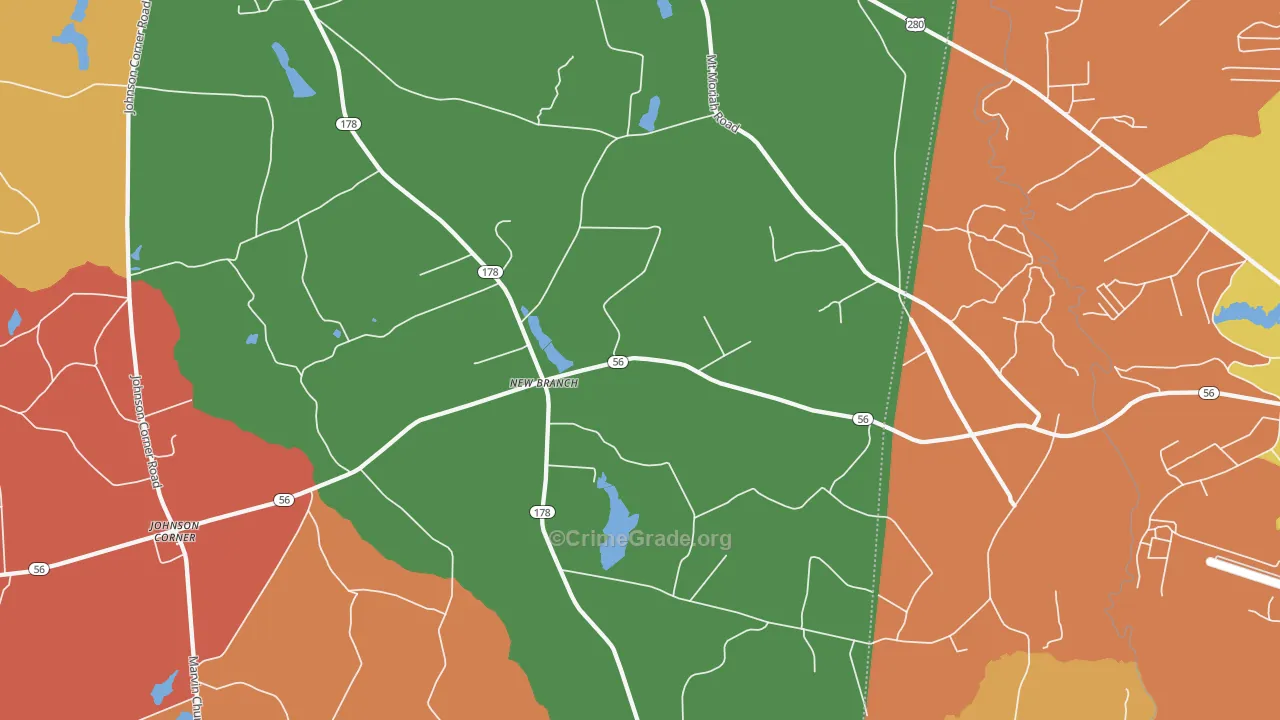New Branch, GA Map of Theft Rates