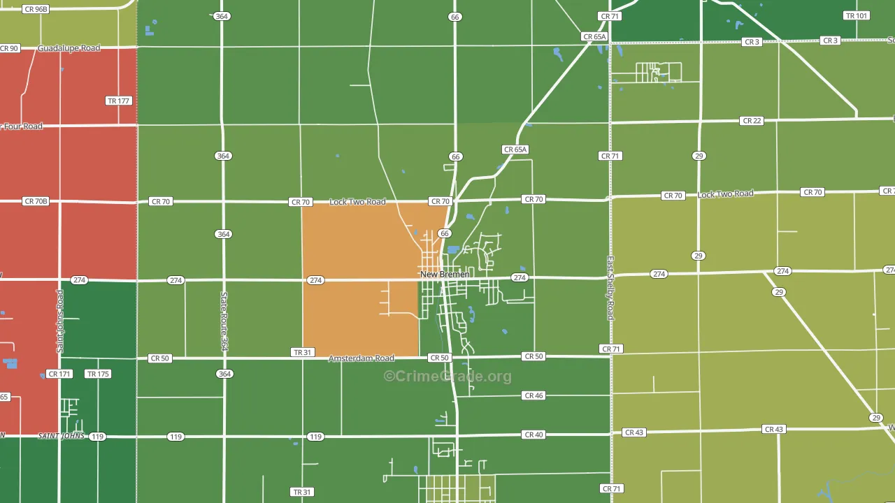 New Bremen, OH Map of Theft Rates