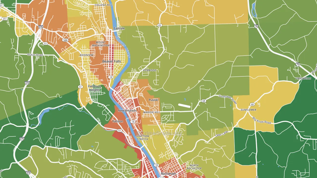 New Brighton, PA Map of Theft Rates