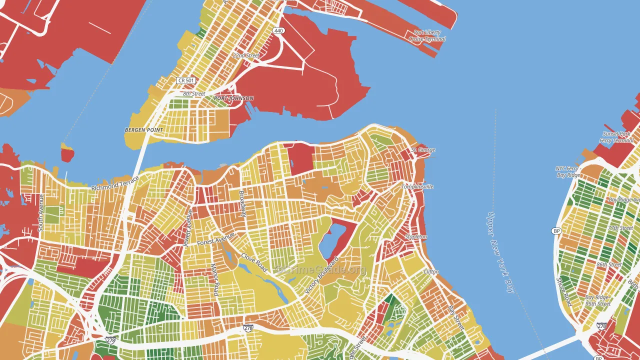 New Brighton, Staten Island, NY Map of Theft Rates