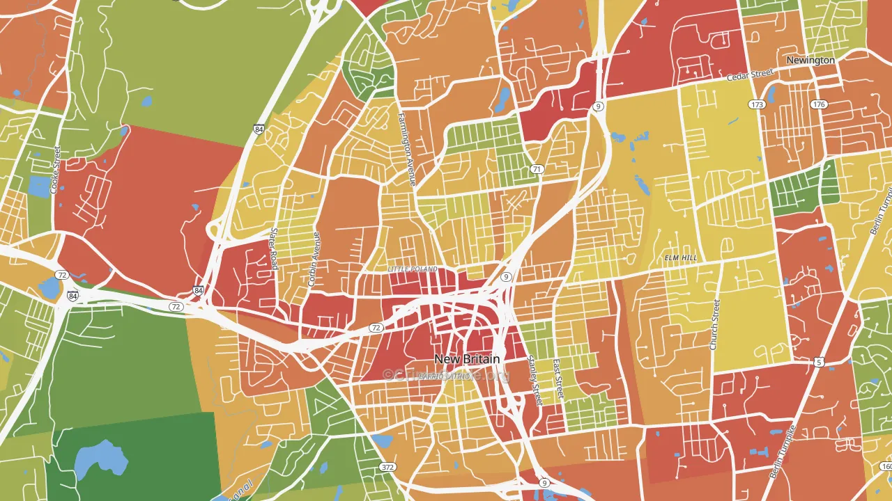 New Britain, CT Map of Theft Rates