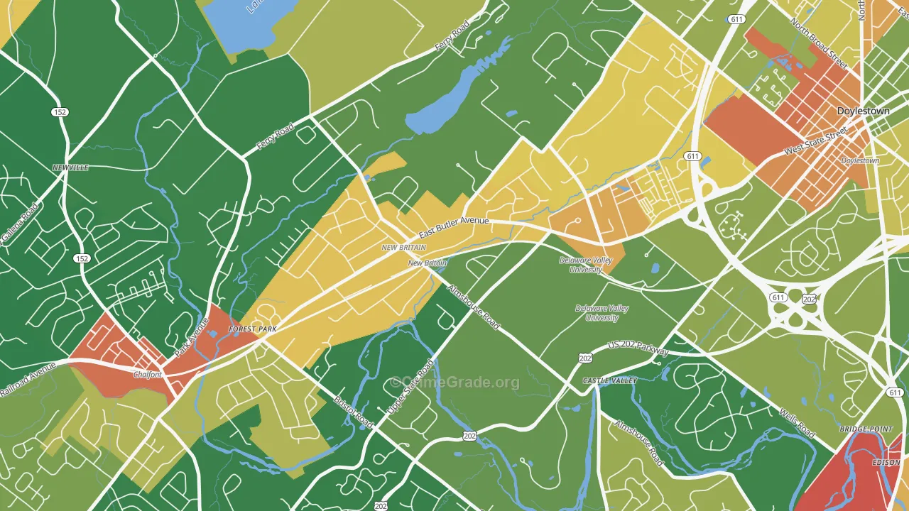 New Britain, PA Map of Theft Rates