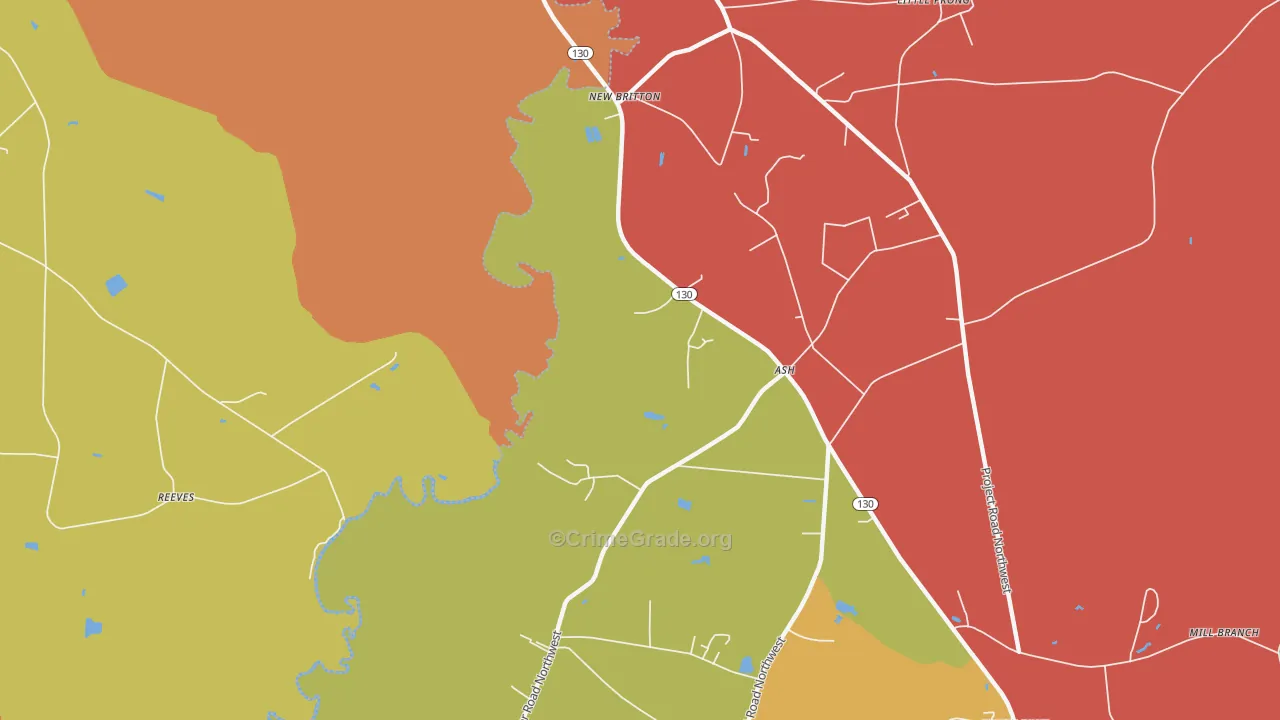 New Britton, NC Map of Theft Rates