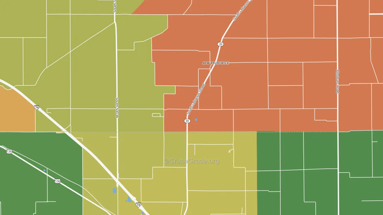 New Brunswick, IN Map of Theft Rates