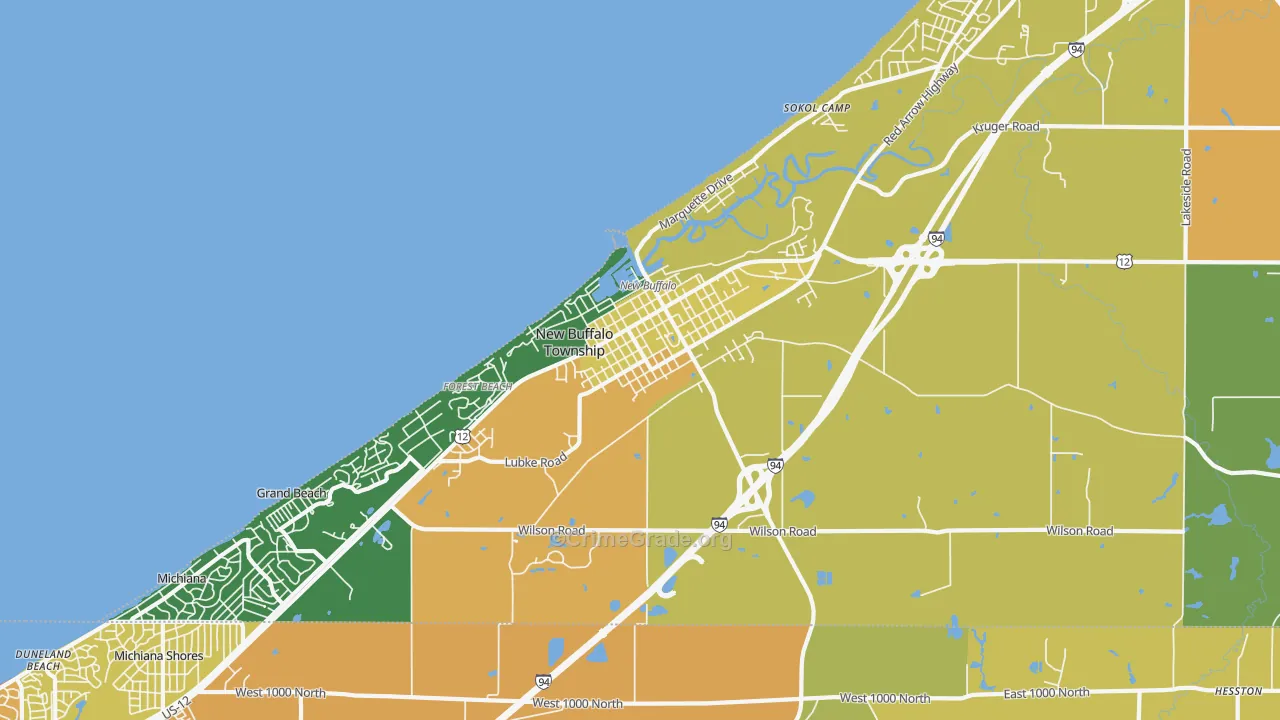 New Buffalo, MI Map of Theft Rates