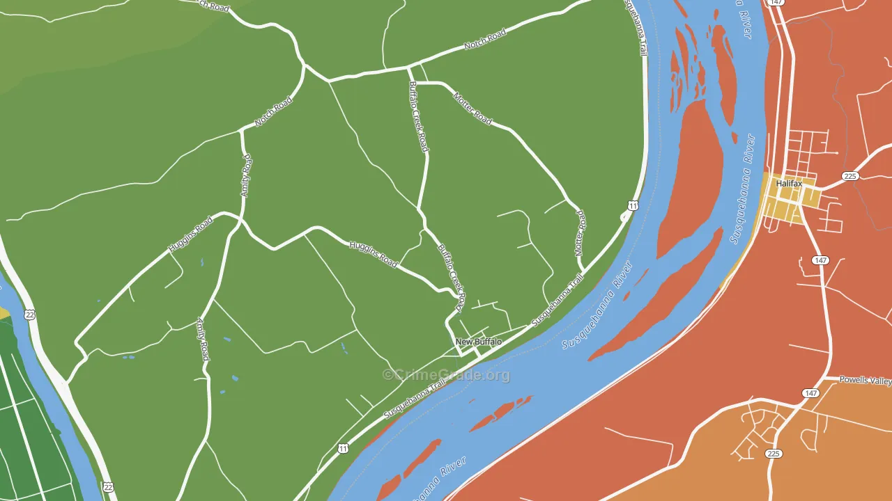 New Buffalo, PA Map of Theft Rates