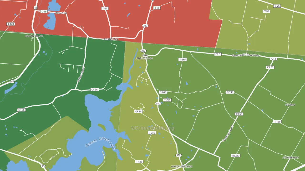 New Burlington, OH Map of Theft Rates