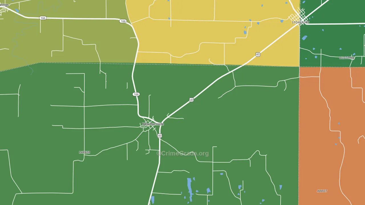 New Burnside, IL Map of Theft Rates