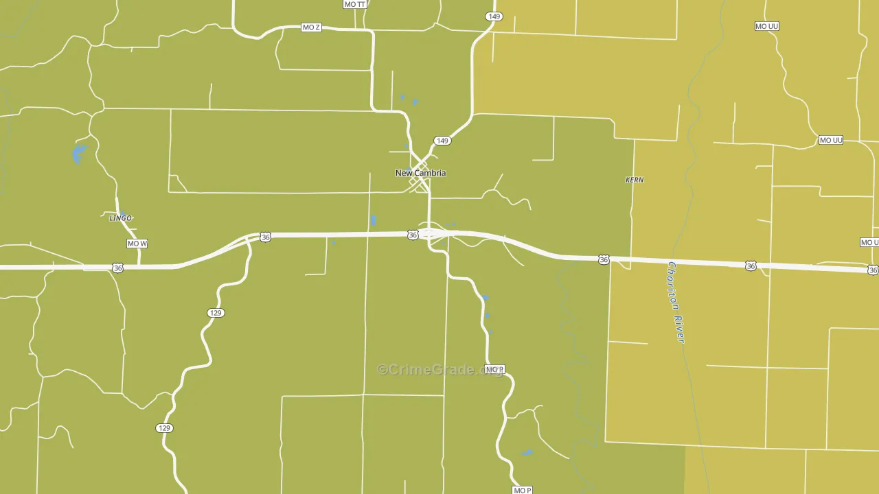 New Cambria, MO Map of Theft Rates