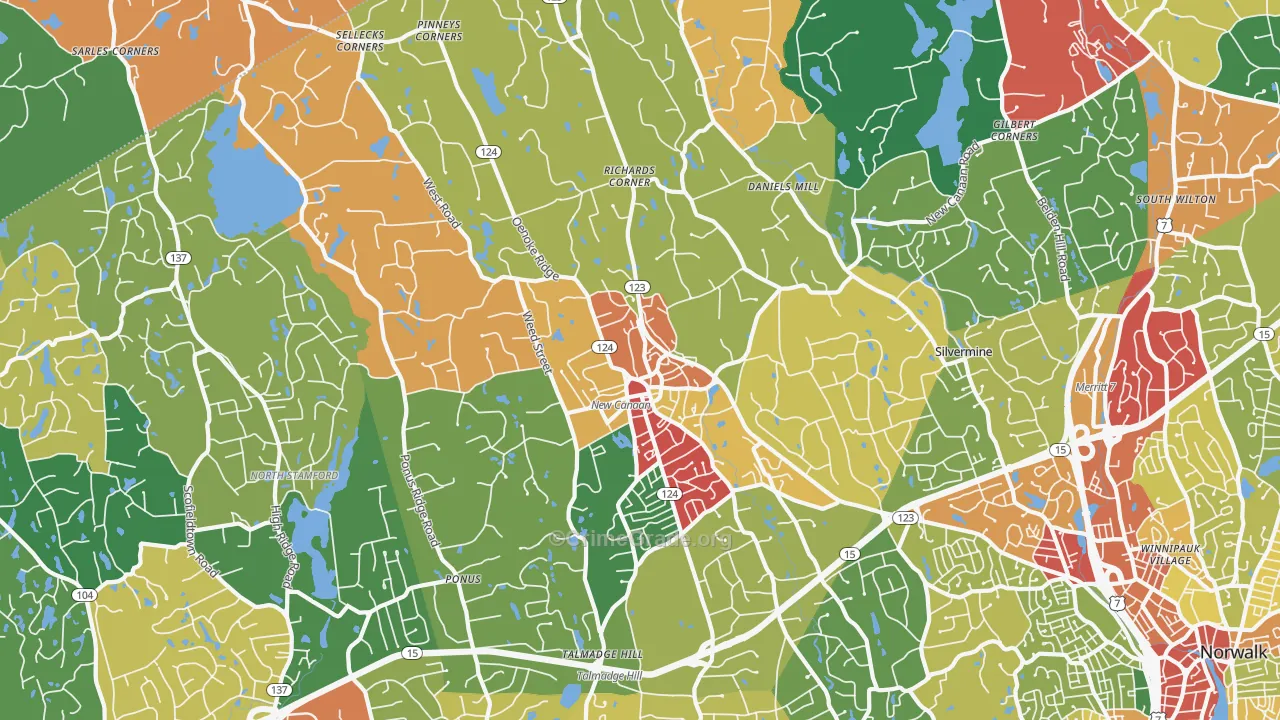New Canaan, CT Map of Theft Rates