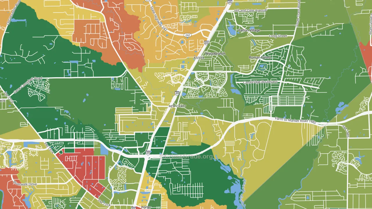 New Caney, TX Map of Theft Rates