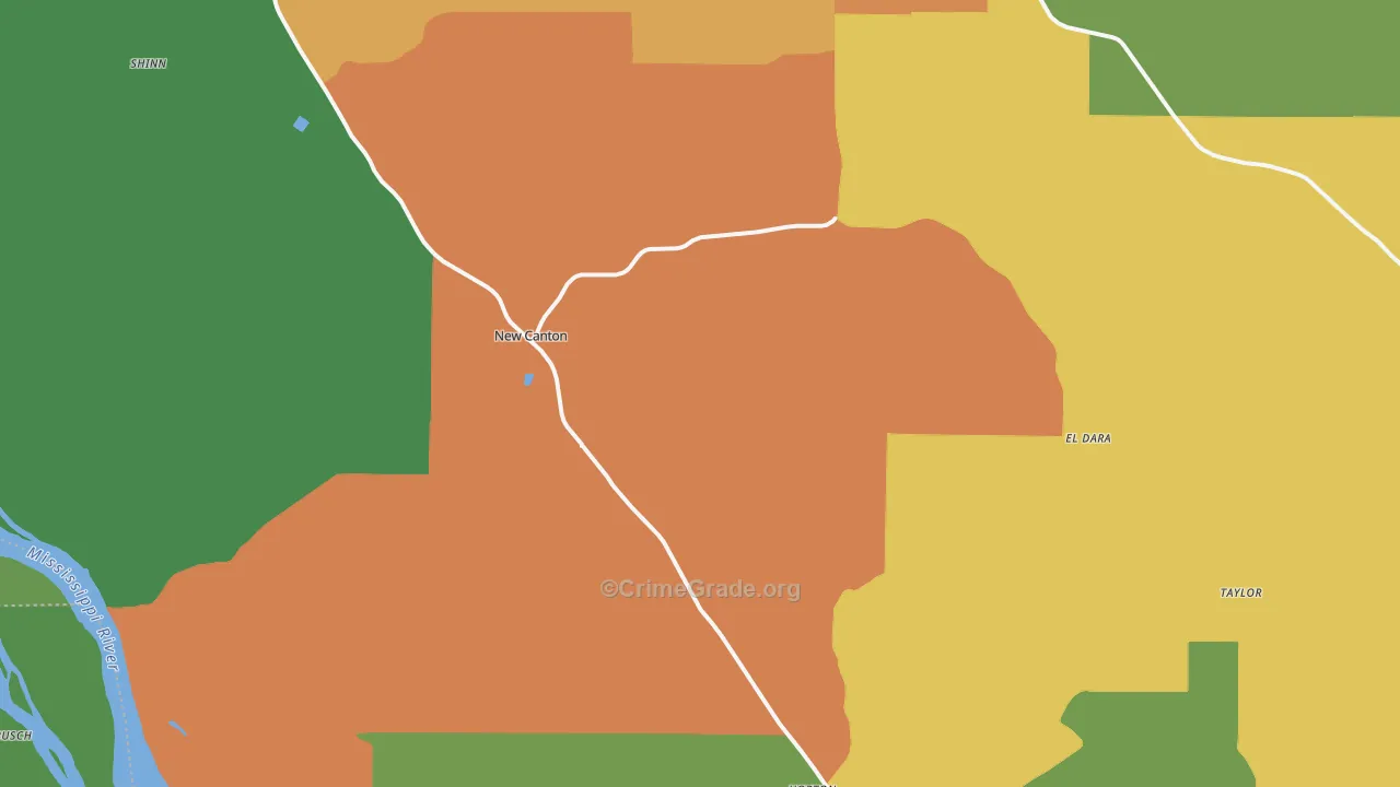 New Canton, IL Map of Theft Rates