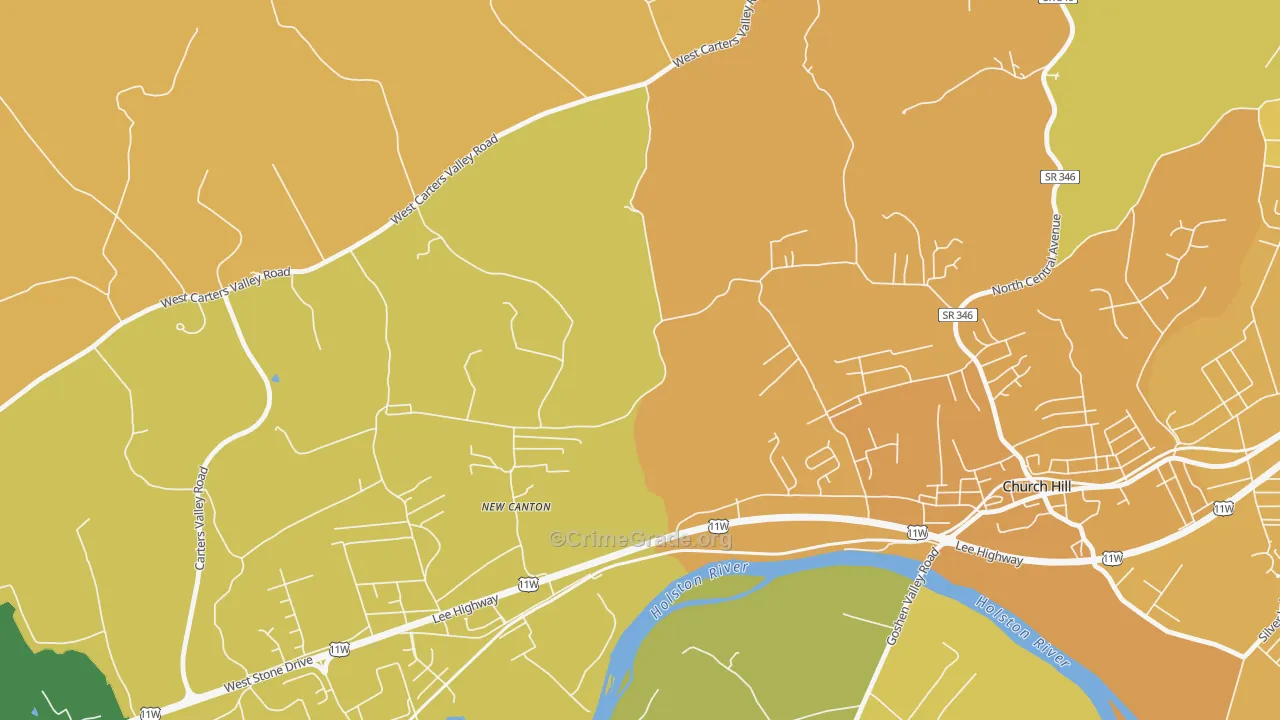 New Canton, TN Map of Theft Rates