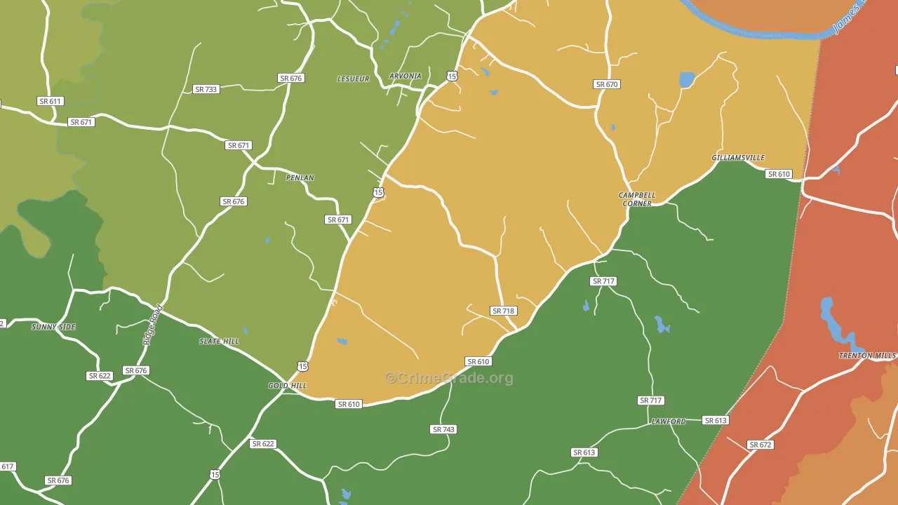 New Canton, VA Map of Theft Rates
