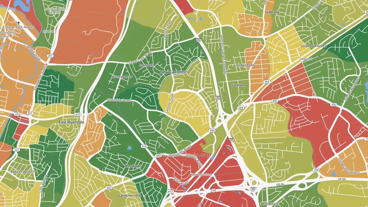 New Carrollton, MD Map of Theft Rates