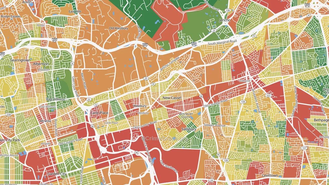 New Cassel, NY Map of Theft Rates