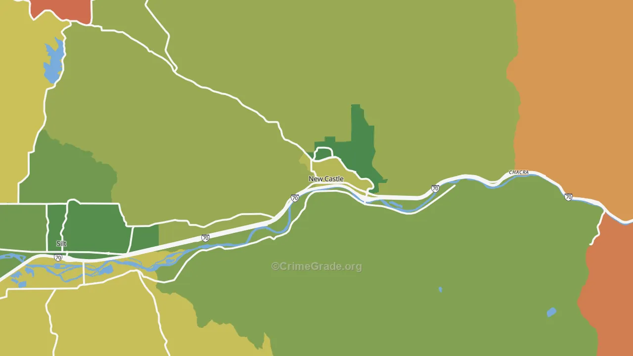 New Castle, CO Map of Theft Rates