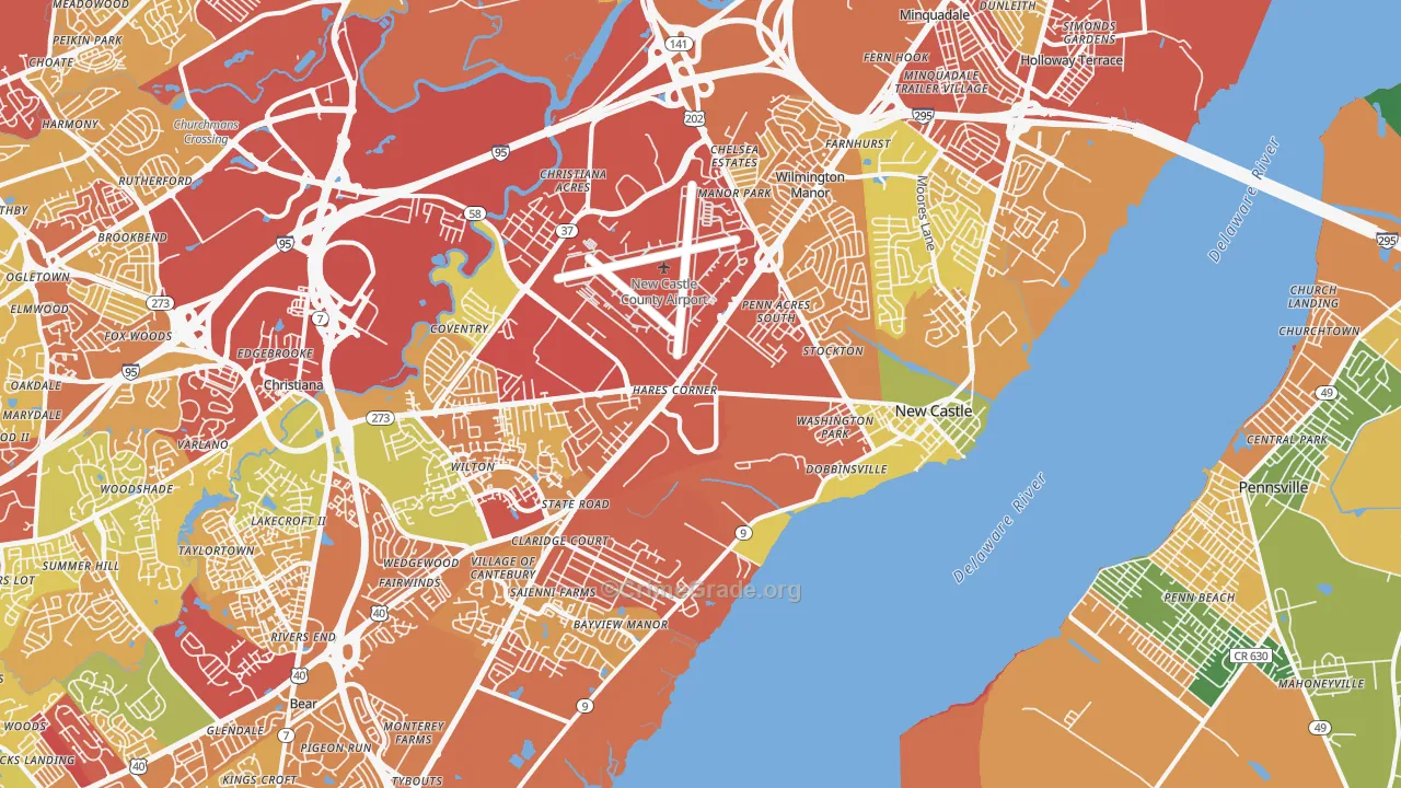 New Castle, DE Map of Theft Rates