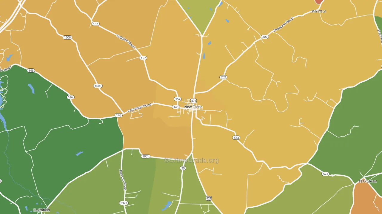 New Castle, KY Map of Theft Rates