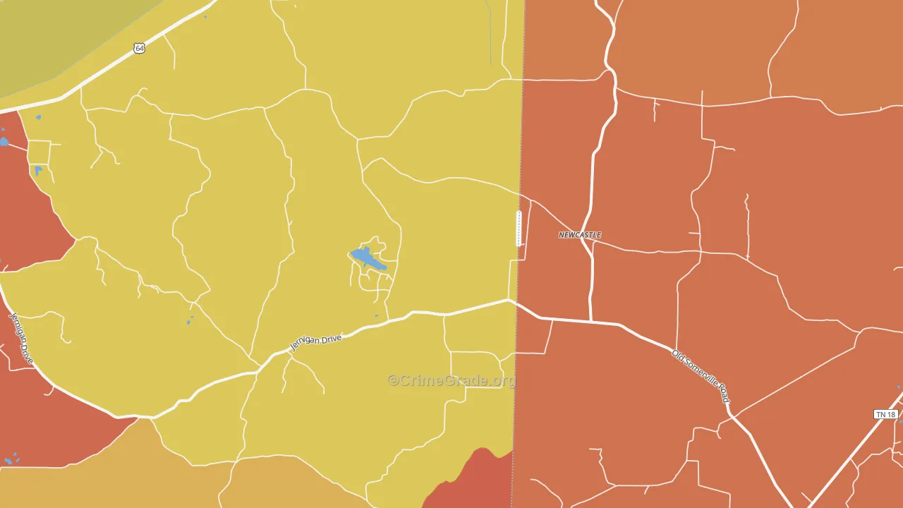 New Castle, TN Map of Theft Rates
