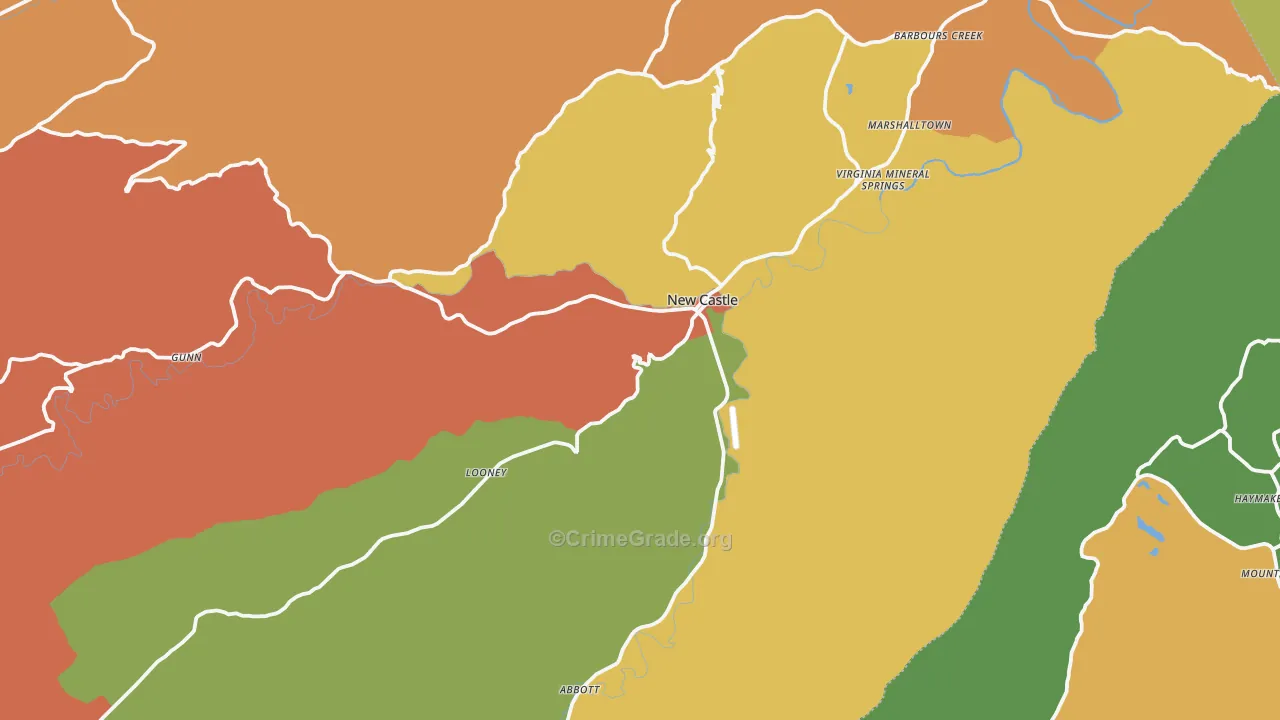 New Castle, VA Map of Theft Rates
