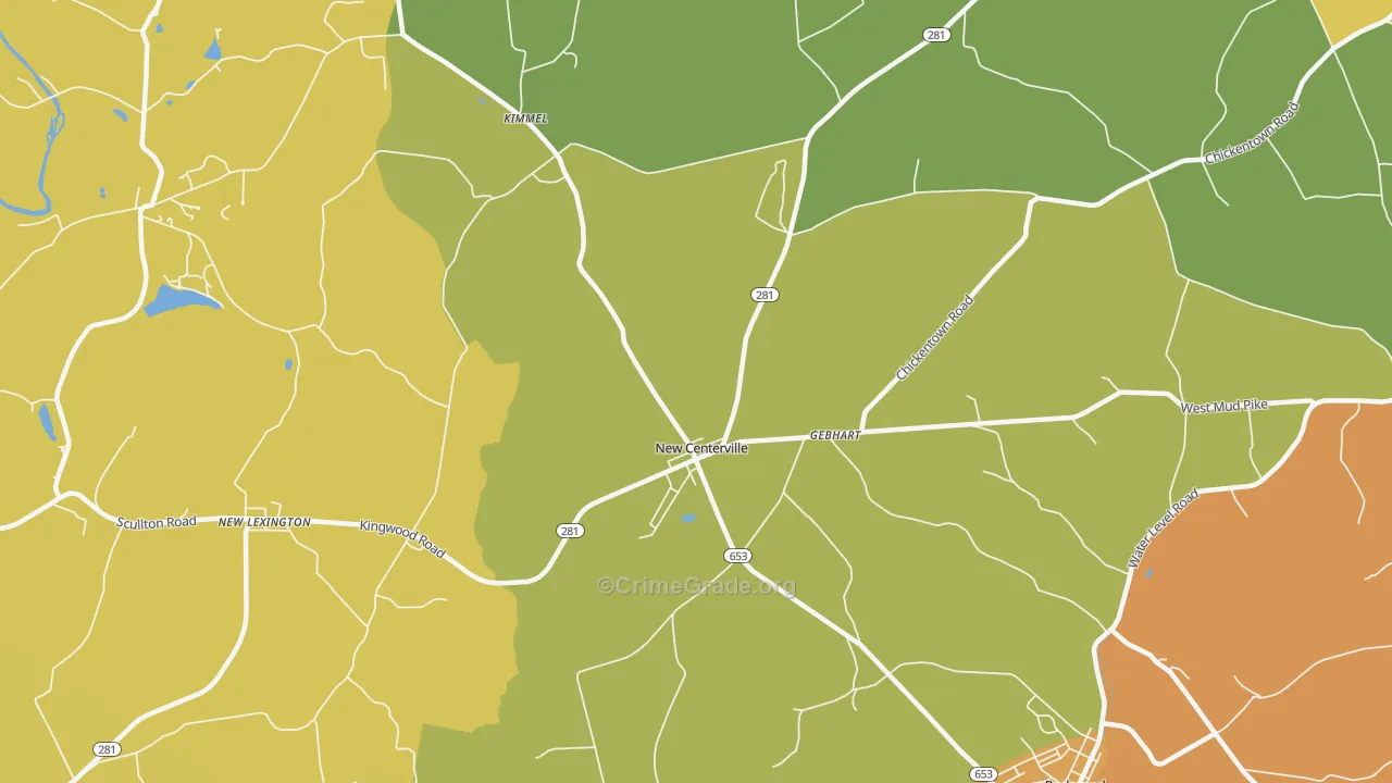 New Centerville, PA Map of Theft Rates
