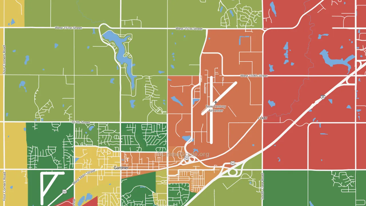 New Century, KS Map of Theft Rates