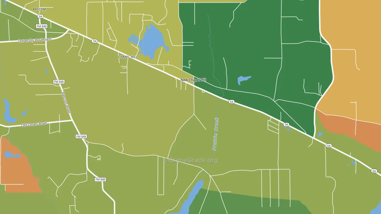 New Chapel Hill, TX Map of Theft Rates
