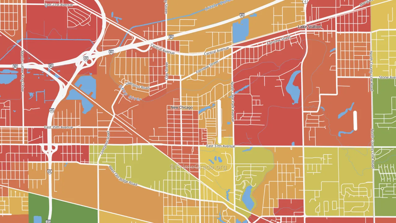 New Chicago, IN Map of Theft Rates