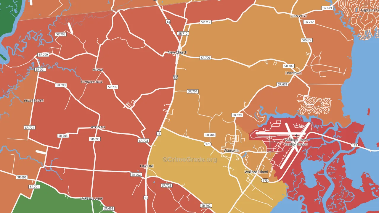 New Church, VA Map of Theft Rates