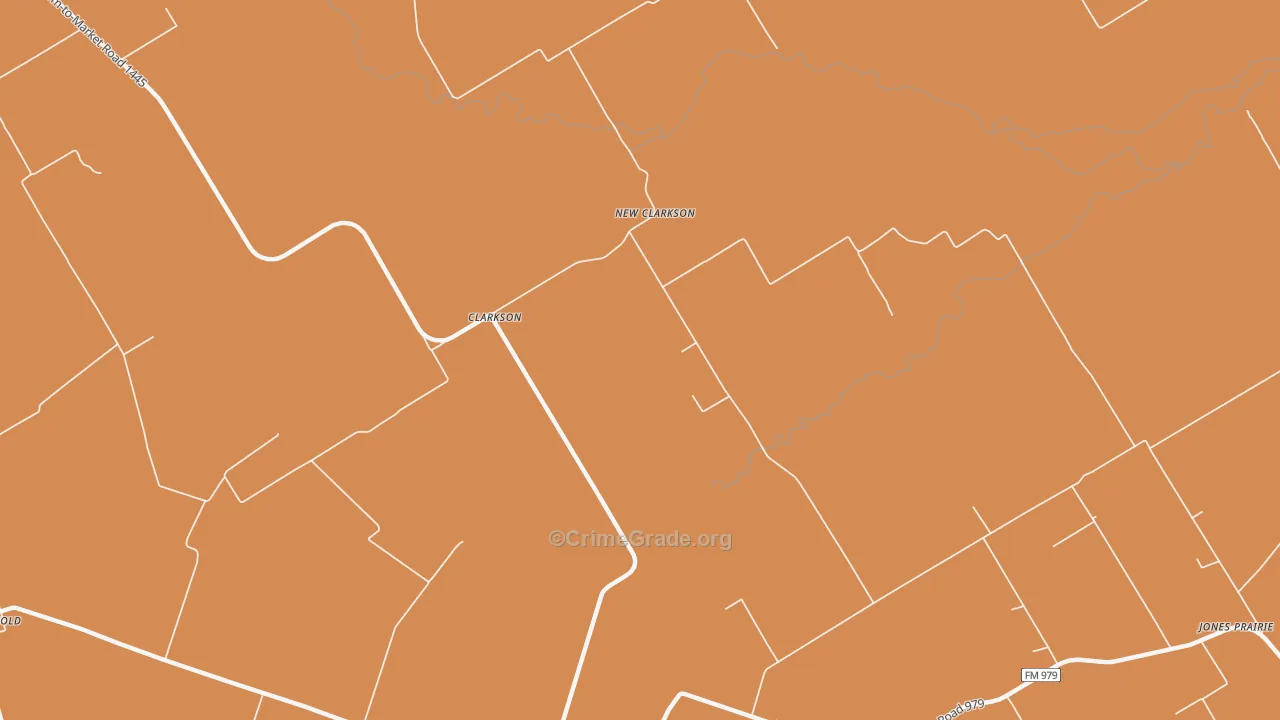New Clarkson, TX Map of Theft Rates