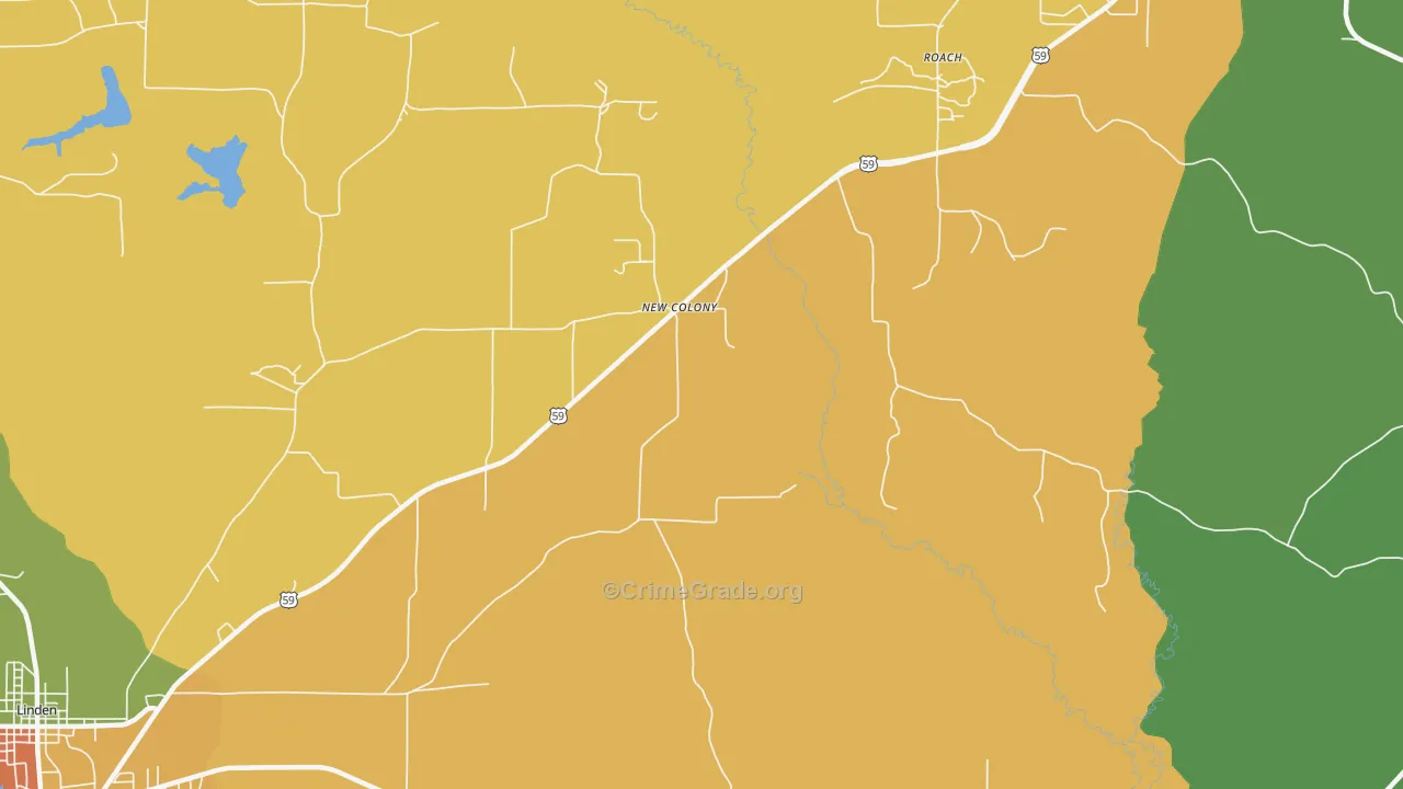 New Colony, TX Map of Theft Rates