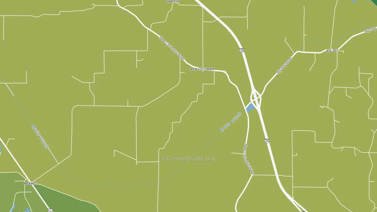 New Columbia, IL Map of Theft Rates