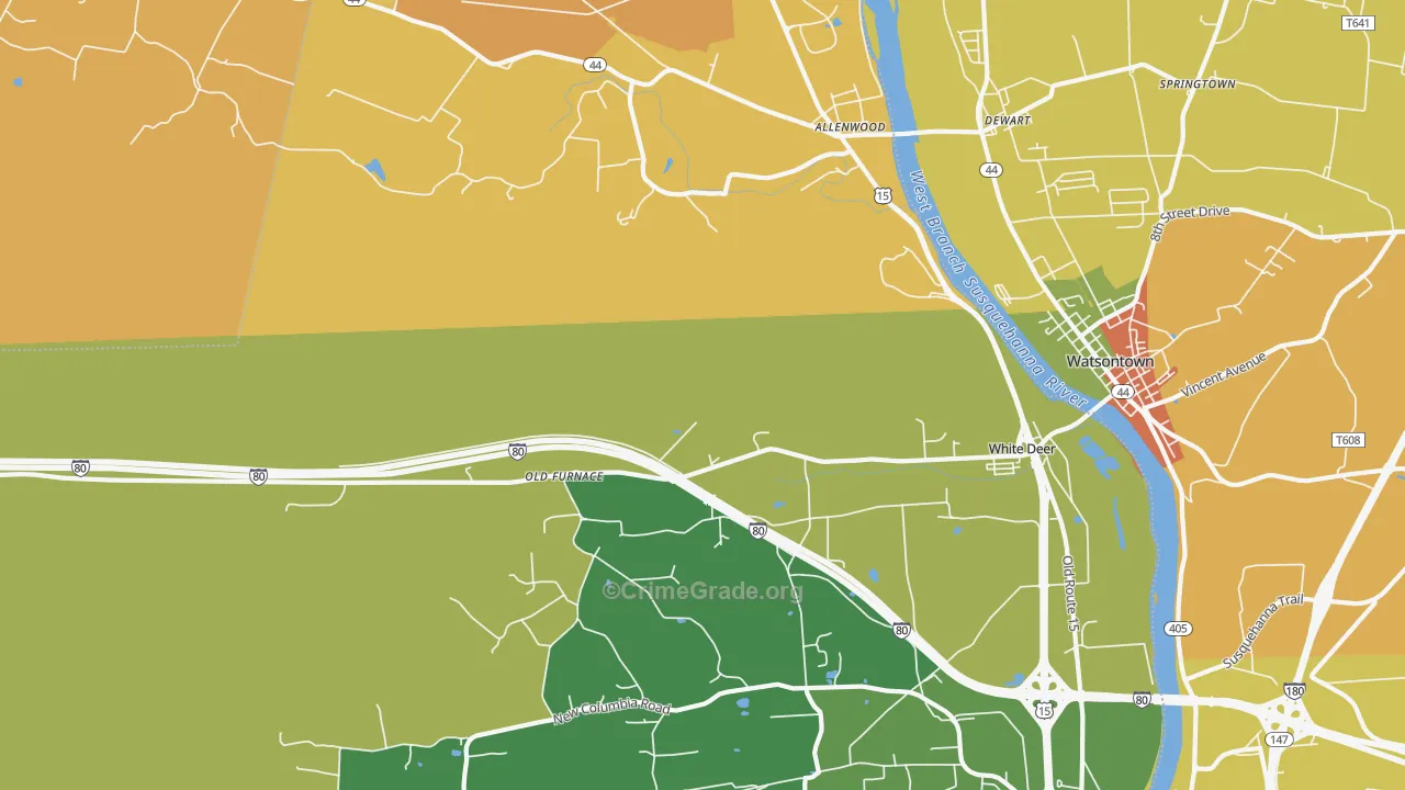 New Columbia, PA Map of Theft Rates