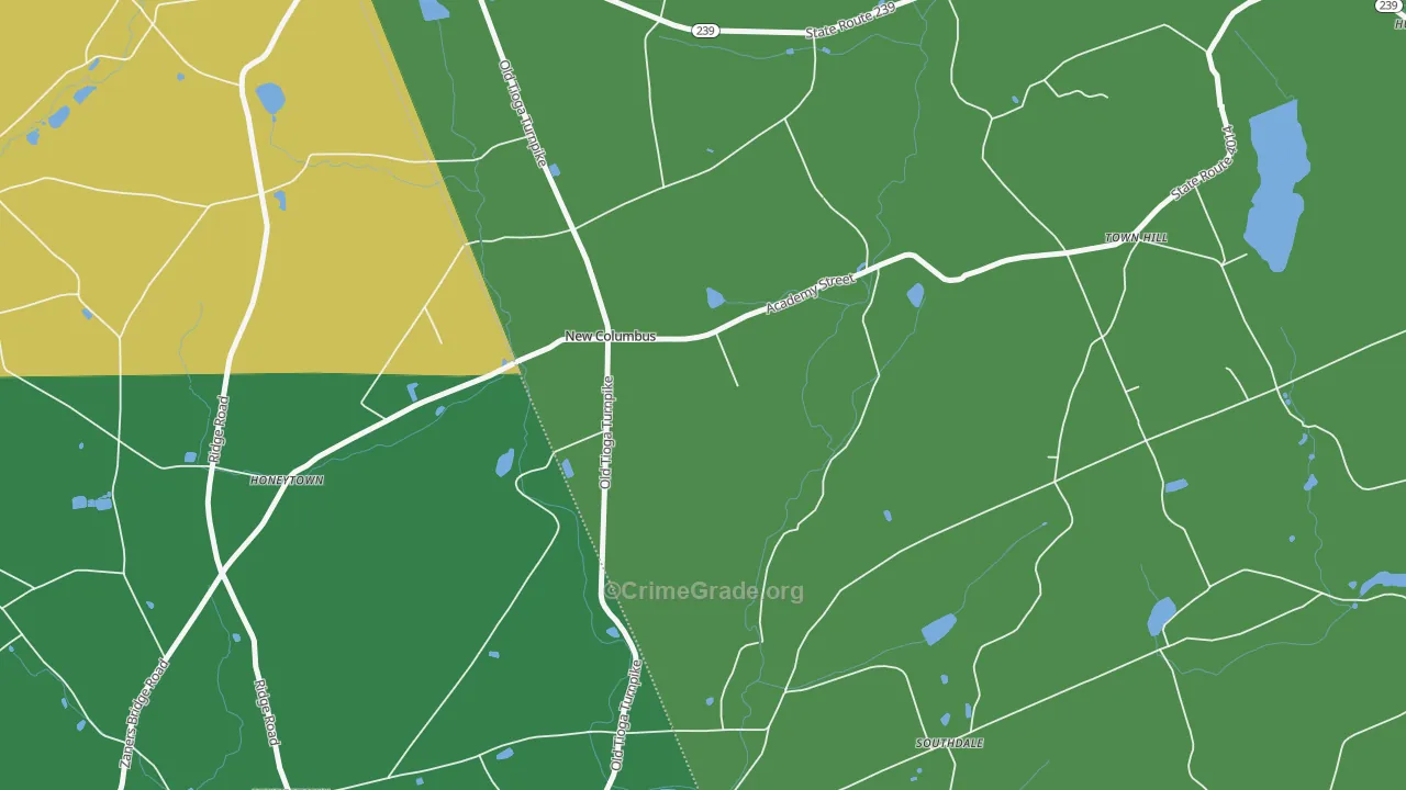 New Columbus, PA Map of Theft Rates