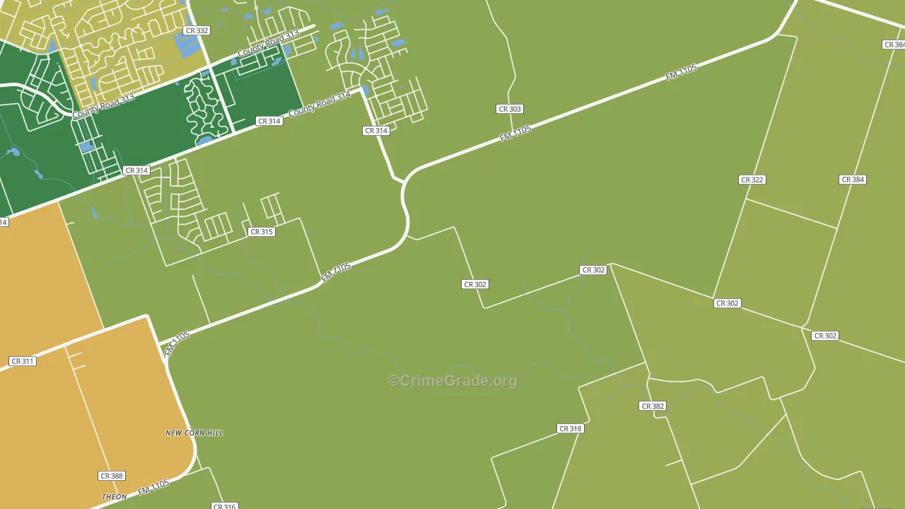 New Corn Hill, TX Map of Theft Rates