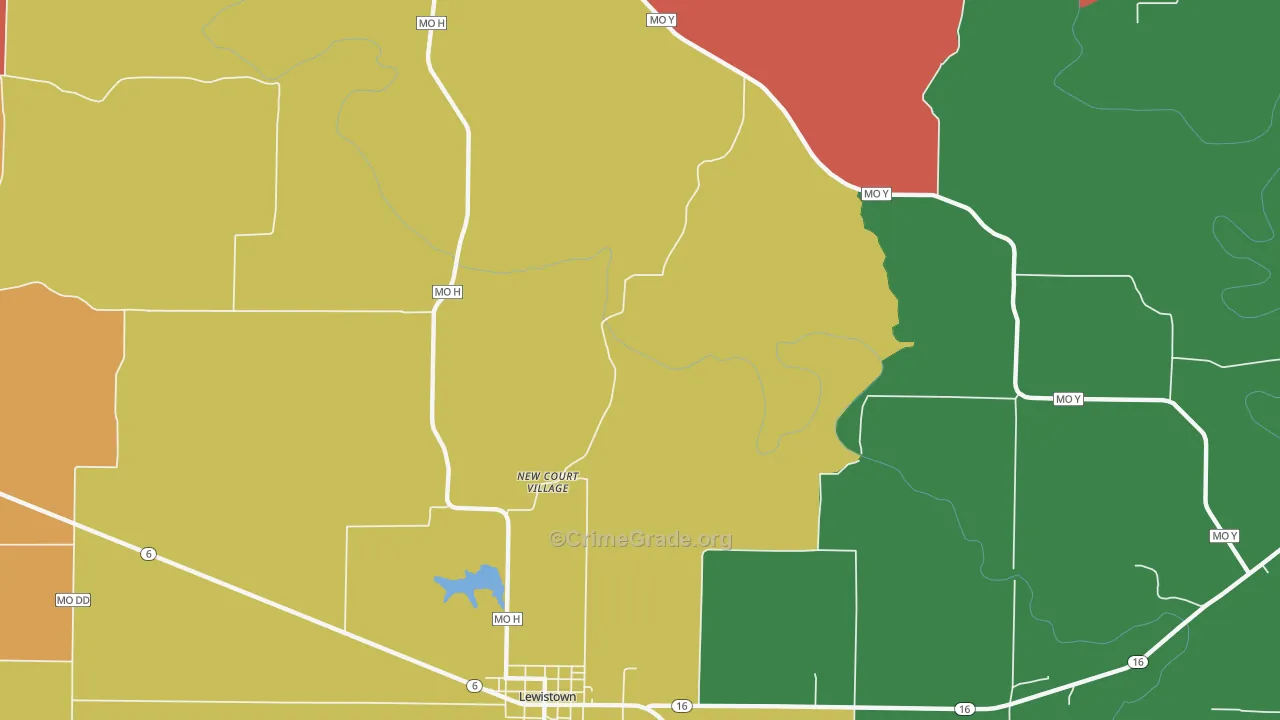New Court Village, MO Map of Theft Rates