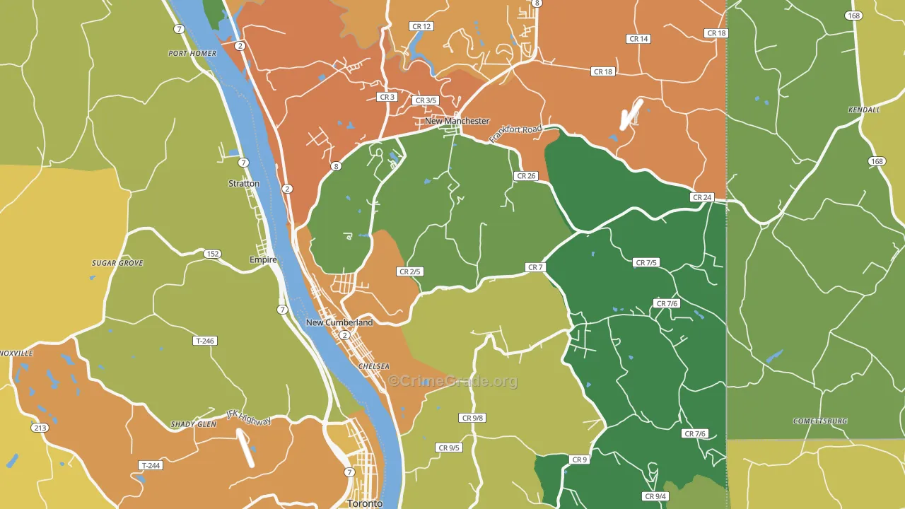 New Cumberland, WV Map of Theft Rates