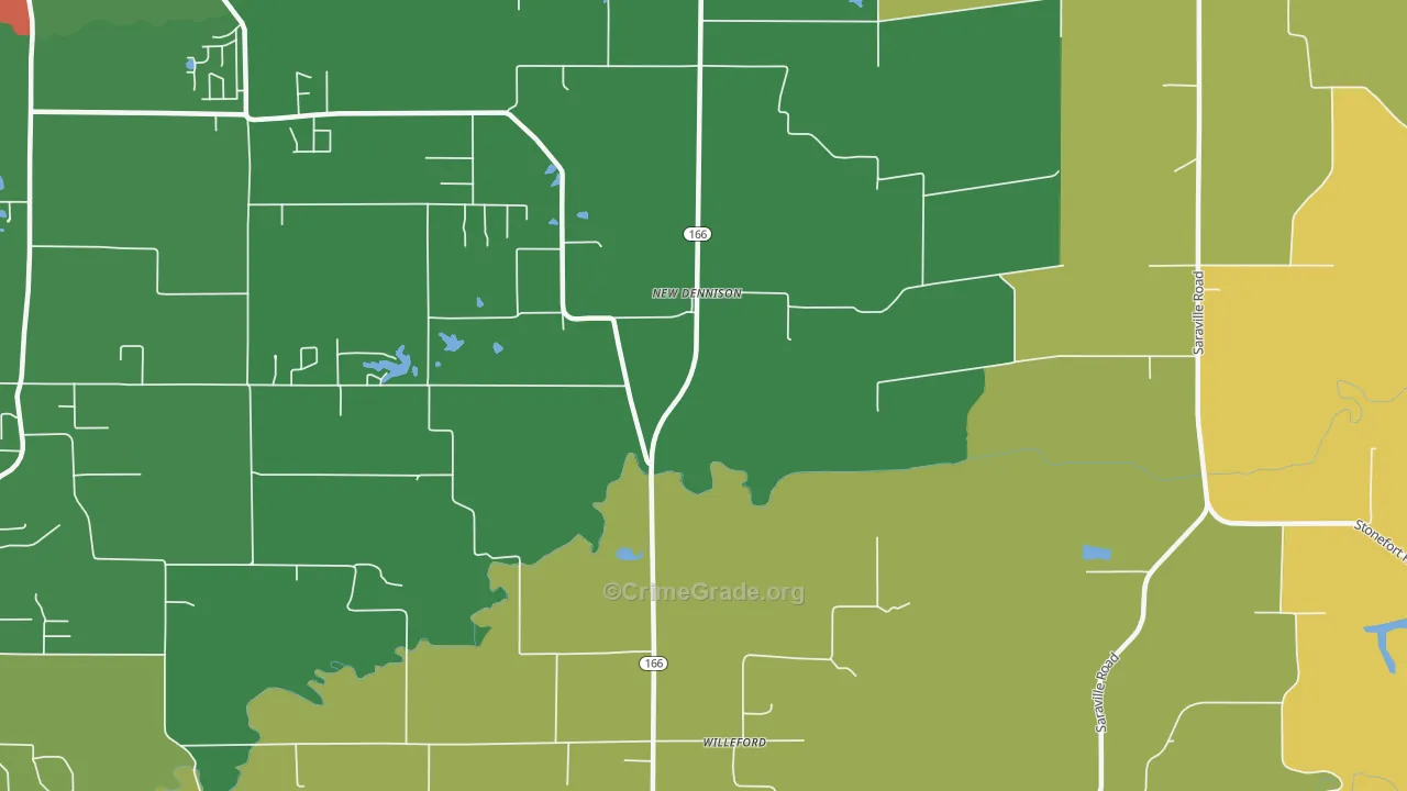 New Dennison, IL Map of Theft Rates