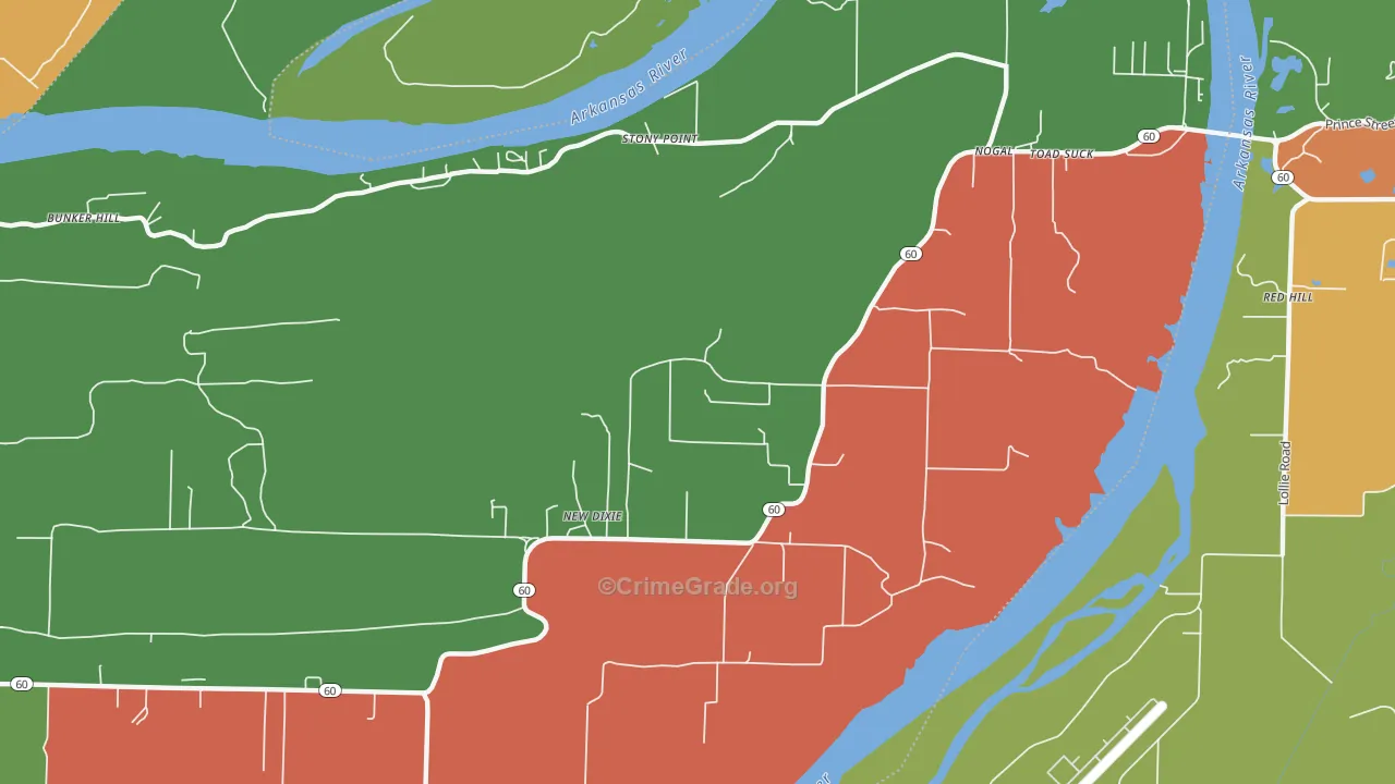 New Dixie, AR Map of Theft Rates