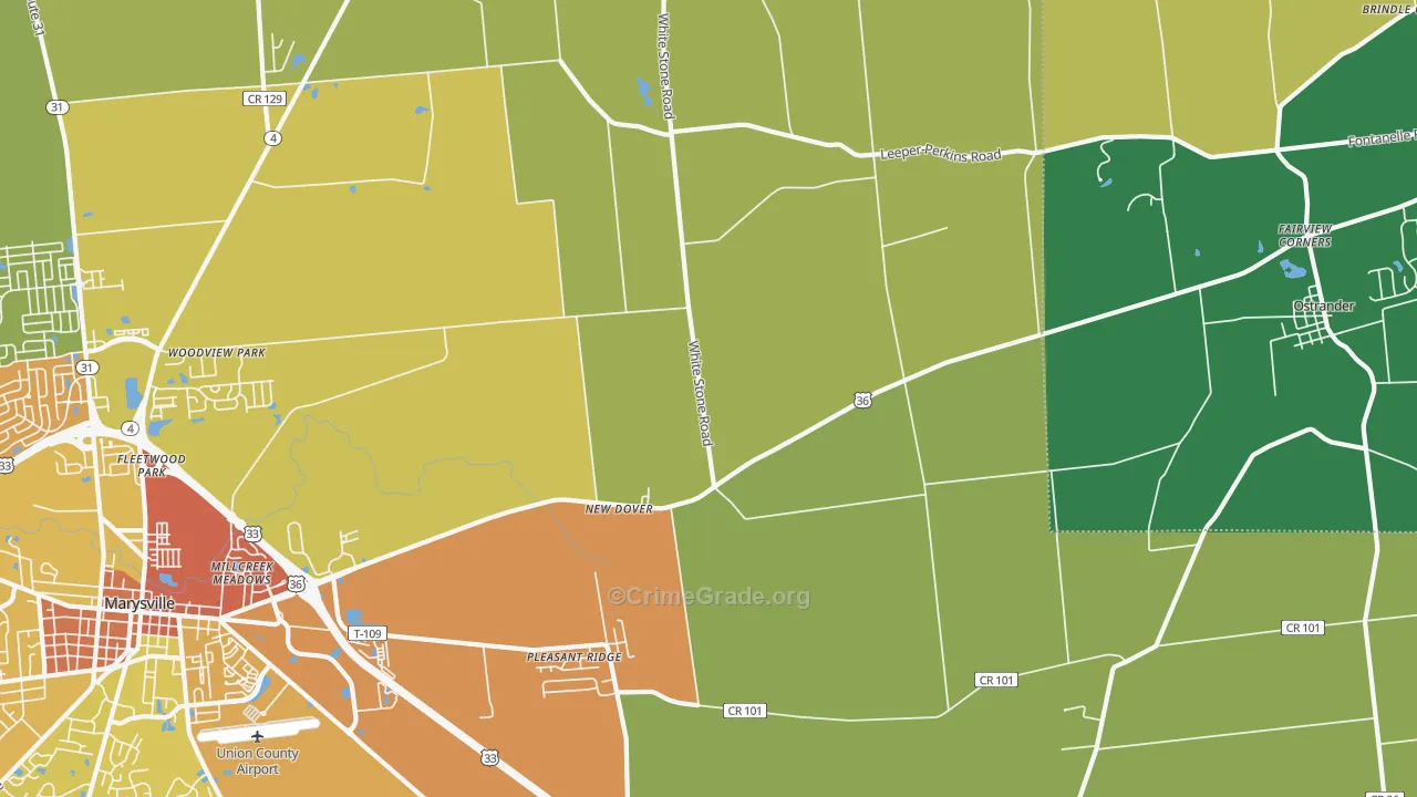New Dover, OH Map of Theft Rates