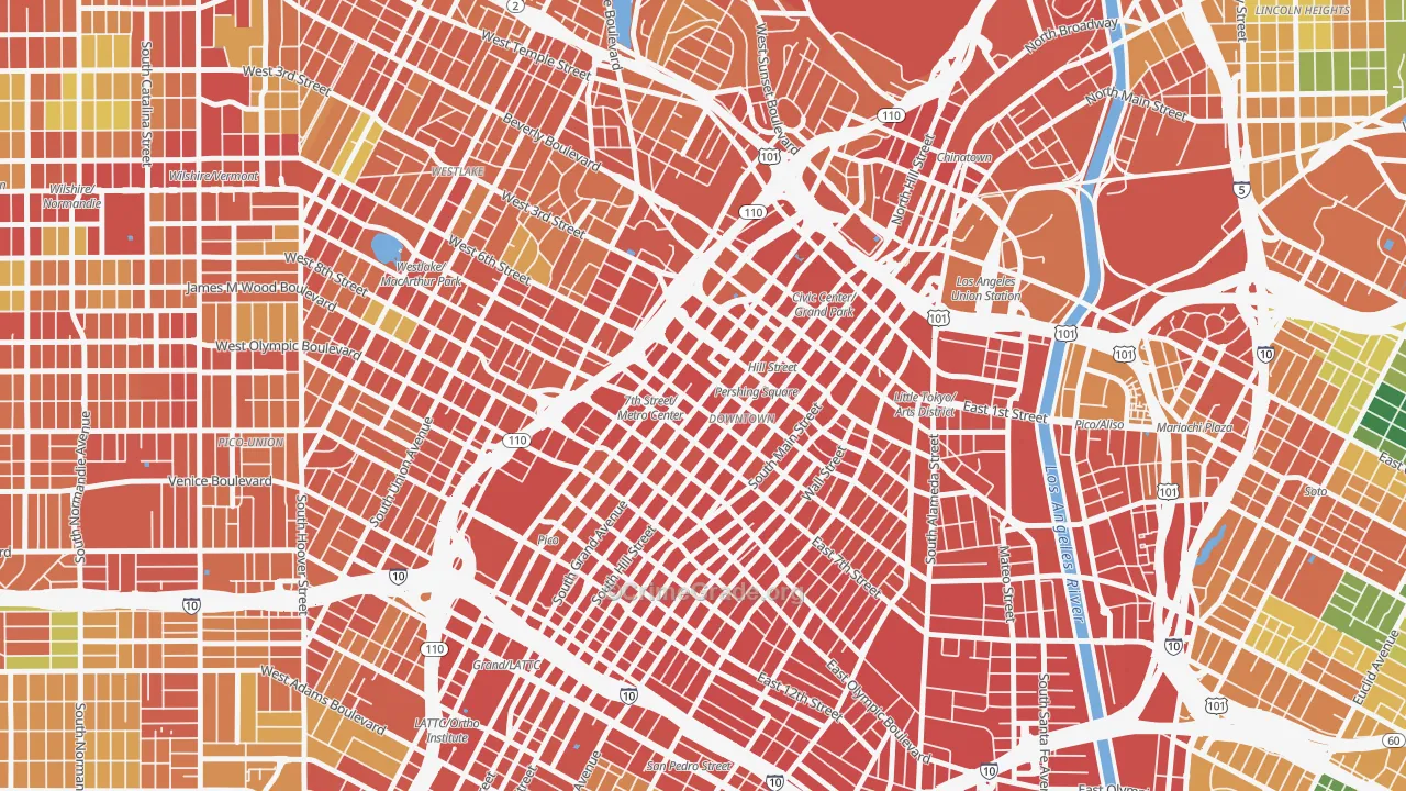 New Downtown, Los Angeles, CA Map of Theft Rates
